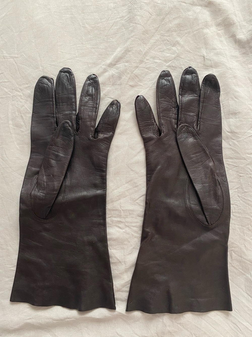 Classic Long Leather Gloves - Dark Brown